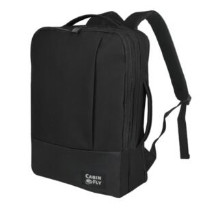 CabinFly Bellanca 40x30x10cm Expandable to 40x30x15cm Backpack Personal Item Cabin Bag Carry-on Black For Lufthansa, airBaltic, Austrian Airlines, Brussels Airlines, Swiss International Airlines
