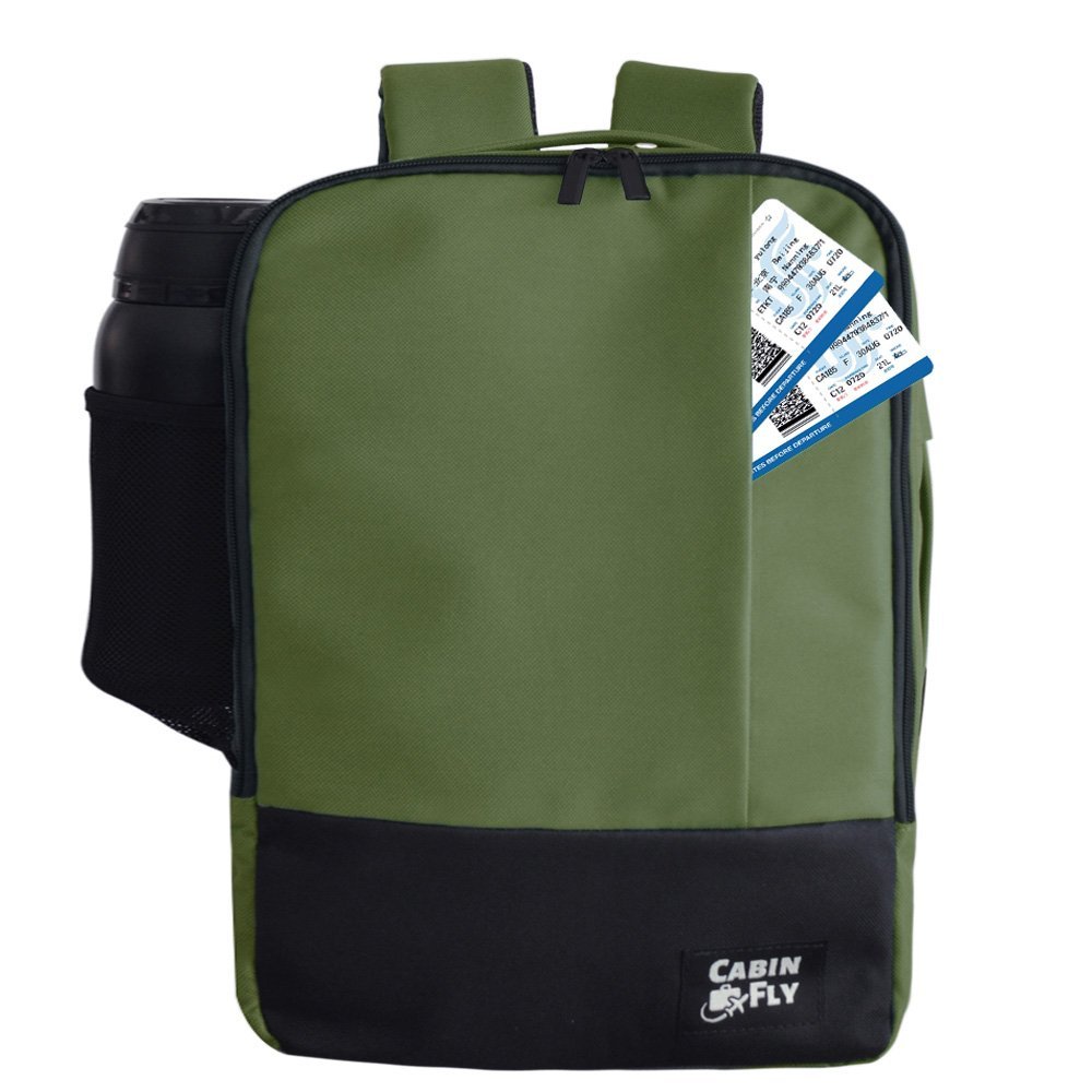CabinFly Bellanca 40x30x15cm Cabin Bag Carry-on Khaki 18L Personal Item WestJet SAS Finnair Turkish Airlines Air France KLM British Airways