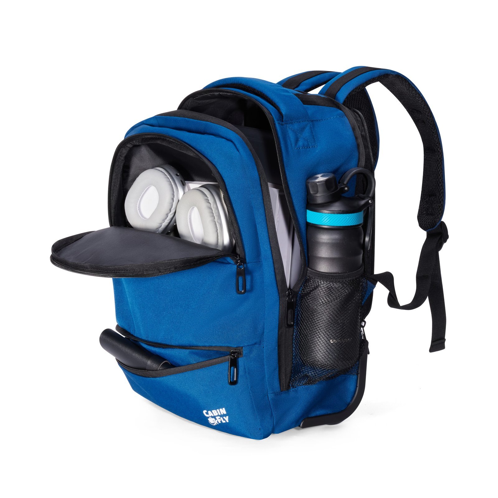 CabinFly Aircruiser Hybrid 40x30x20 Backpack with Wheels For Ryanair Wizzair Transavia Vueling Carry-on Luggage Blue - obrazek 4